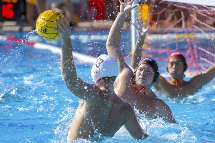 Men's Water Polo competes in the Douglass M. Eberhardt Aquatics Center