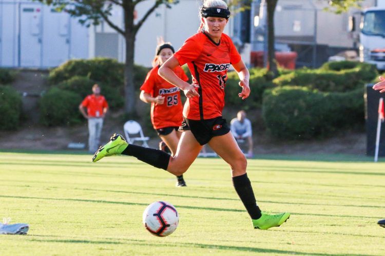 Soccer player Ryanne Molenaar on the field