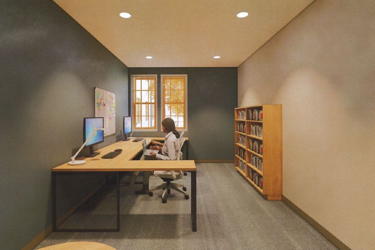 Rendering of study space inside Southwest Hall