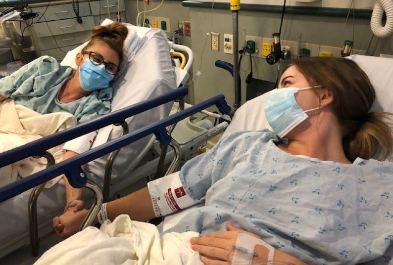 Cierra Williams and her mother Jeannine Williams in the hospital.