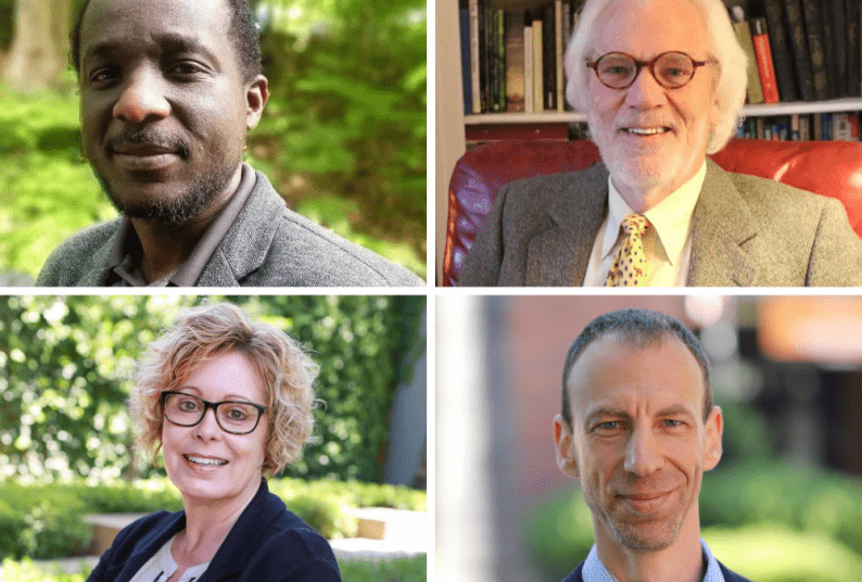 Four professors pose for a photo.