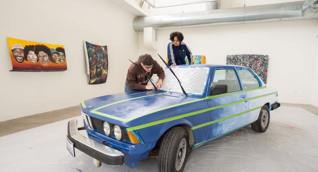 students transform a donated BMW to an art piece