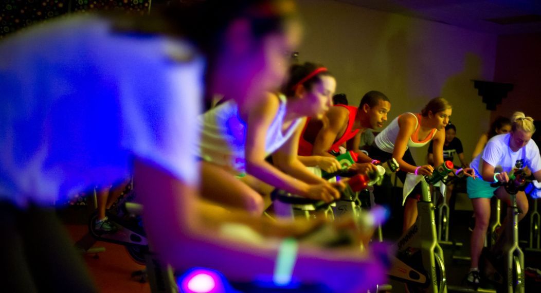 Students on exercise bikes