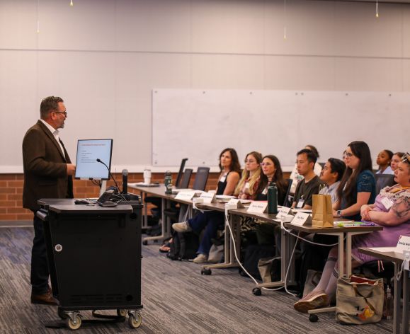 professor dan croxall lecturing 